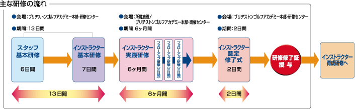 主な研修の流れの図